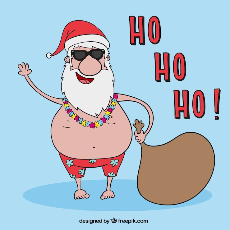 Vetor grátis papai noel em férias
