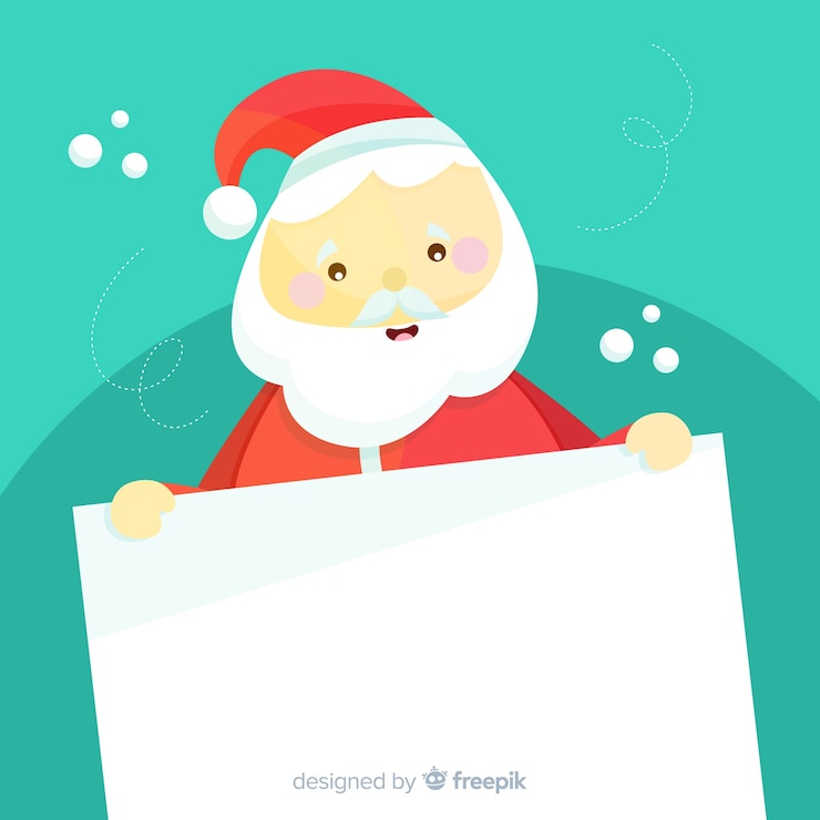 Vetor grátis papai noel segurando o fundo do sinal em branco