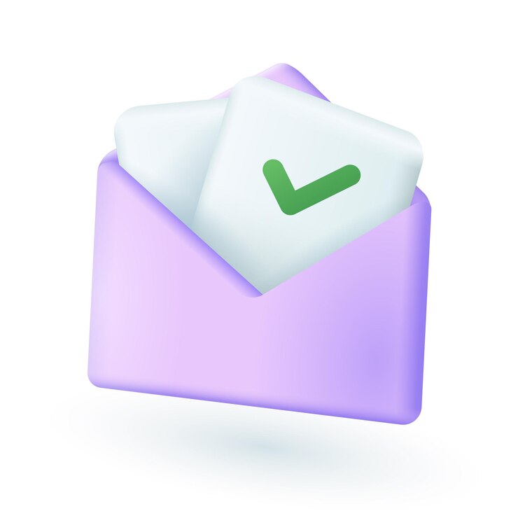 Vetor grátis papel de estilo cartoon 3d com carrapato verde no ícone do envelope. envelope aberto com ilustração vetorial plana de documento, contrato ou acordo aprovado. papelada, sucesso, conceito de verificação