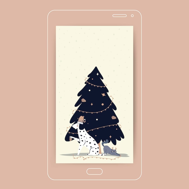 Vetor grátis papel de parede bonito de natal para celular