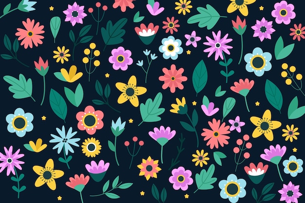 Papel de parede colorido com estampa floral