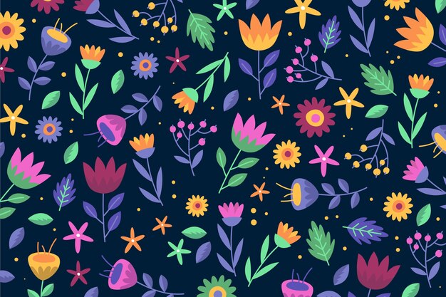 Papel de parede colorido servindo de impressão floral