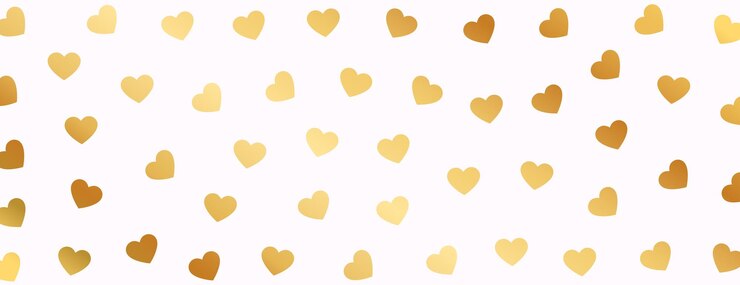 Vetor grátis papel de parede com padrão de coração de amor dourado para impressão em papel