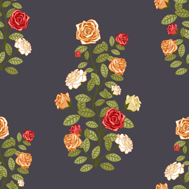 Papel de parede com rosas padrão retro sem costura tradicional