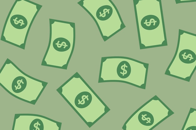Vetor grátis papel de parede de fundo padrão de notas de dólar, ilustração de finanças de vetor de dinheiro