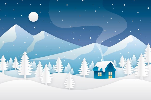 Papel de parede de inverno em estilo de papel
