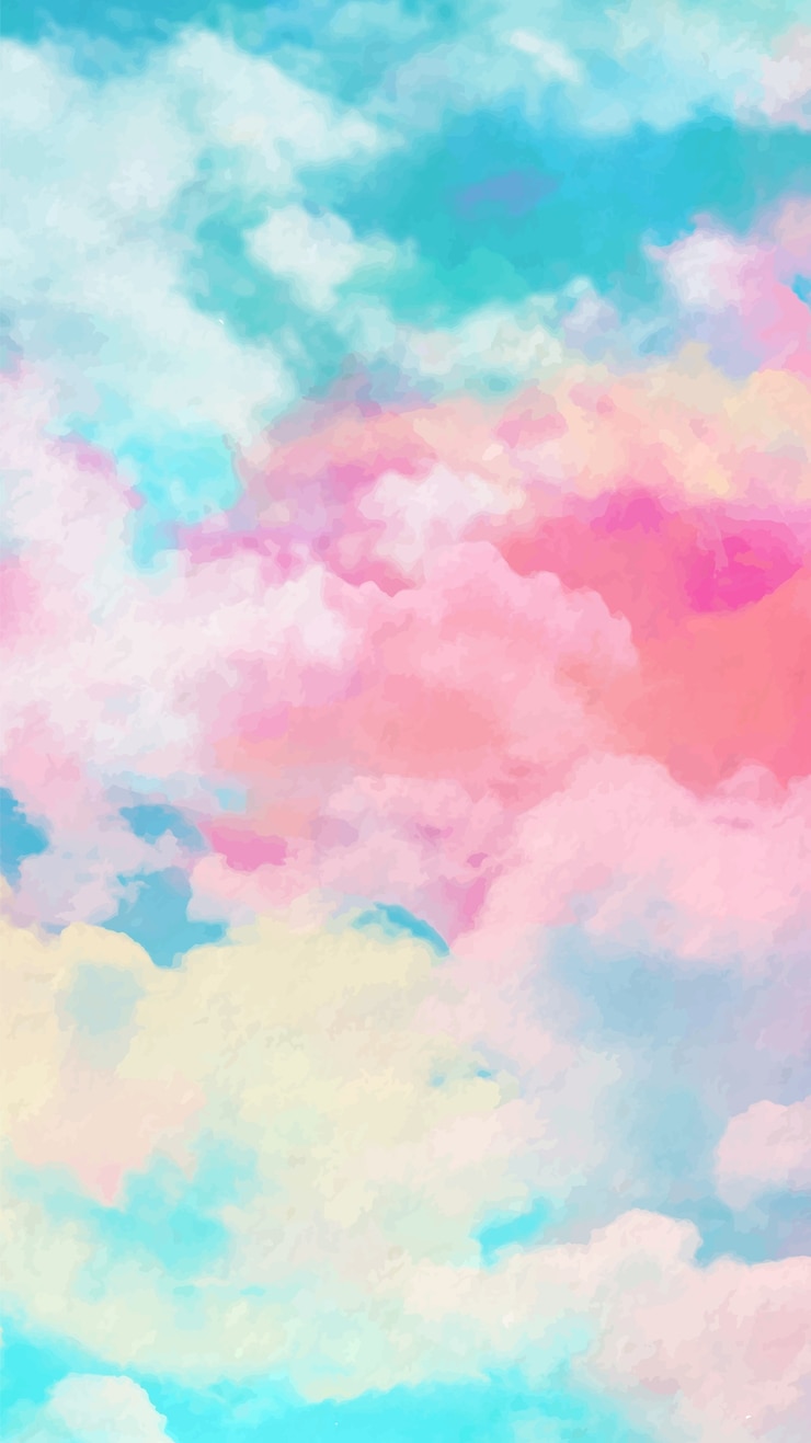 Vetor grátis papel de parede móvel com céu em aquarela