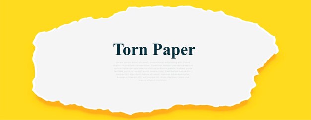 Papel rasgado branco em fundo amarelo