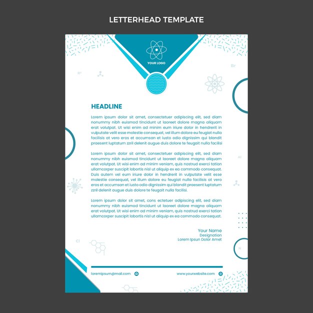 Papel timbrado de ciência de design plano