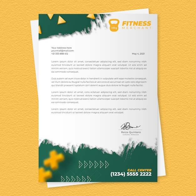 Papel timbrado de fitness realista