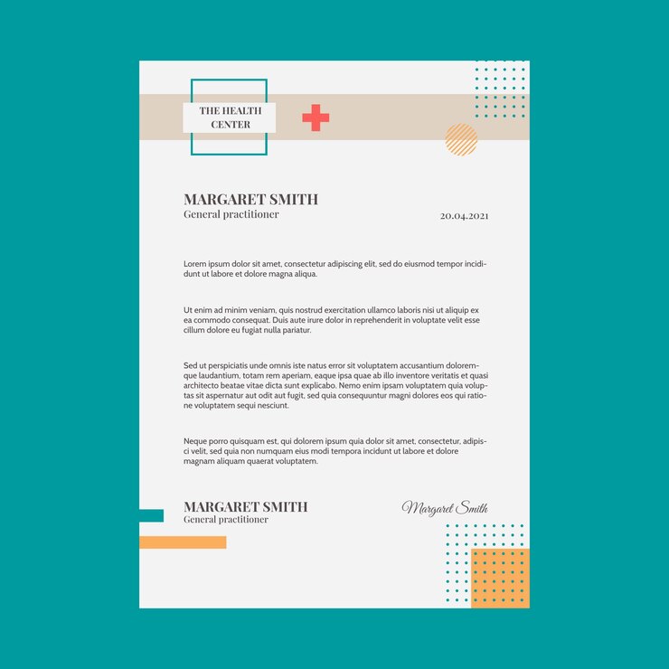 Vetor grátis papel timbrado médico plano