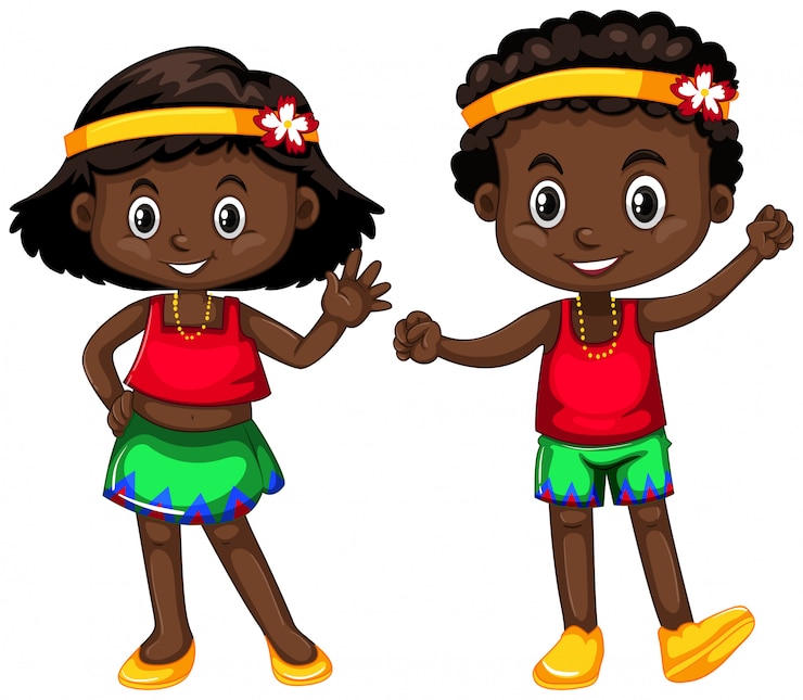 Vetor grátis papua nova guiné menino e menina em branco