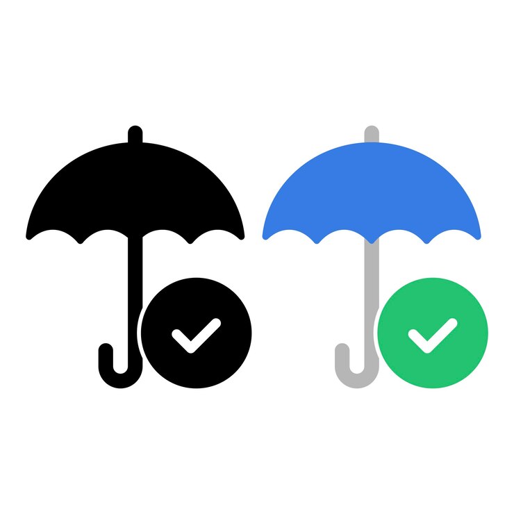Vetor grátis para-chuva com marca de verificação do círculo