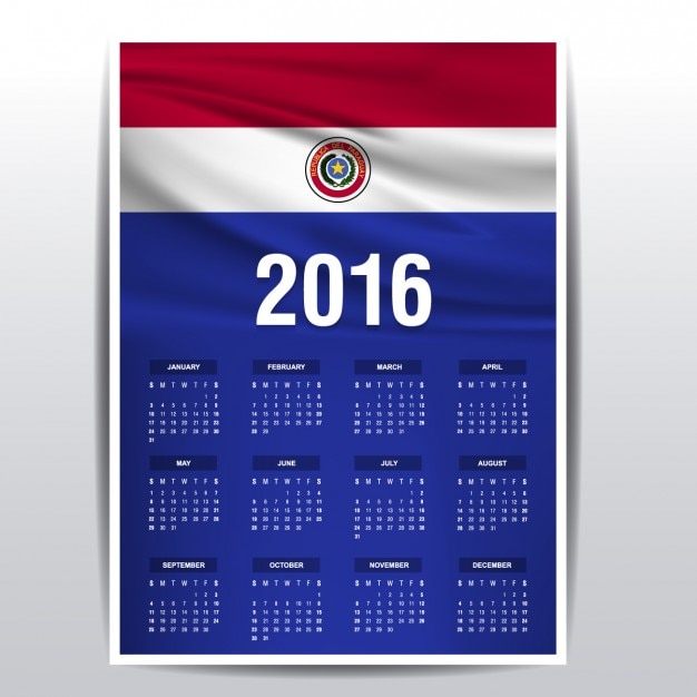 Vetor grátis paraguai calendário de 2016