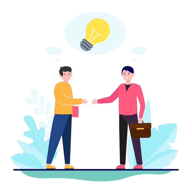 Parceiros de startups apertando as mãos
