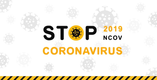 Pare o banner da web do pôster de coronavirus conceito de procedimentos de prevenção e segurança