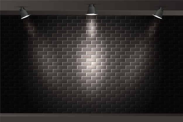 Vetor grátis parede de tijolos com fundo de luzes do ponto