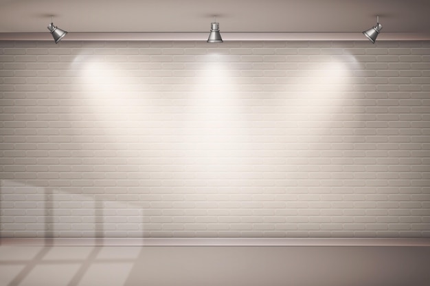 Vetor grátis parede de tijolos com papel de parede com luzes especiais
