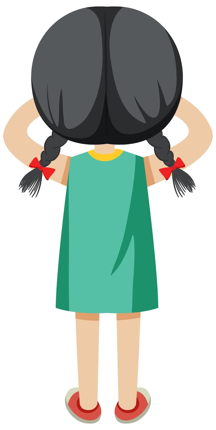 Vetor grátis parte de trás de um personagem de desenho animado simples de menina