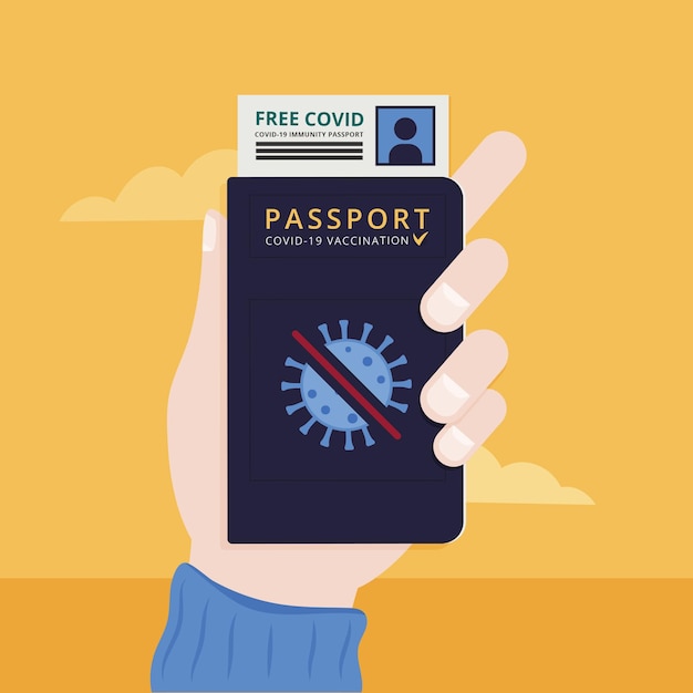 Passaporte de vacinação de design plano para viajar