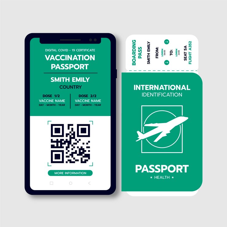 Vetor grátis passaporte de vacinação de design plano