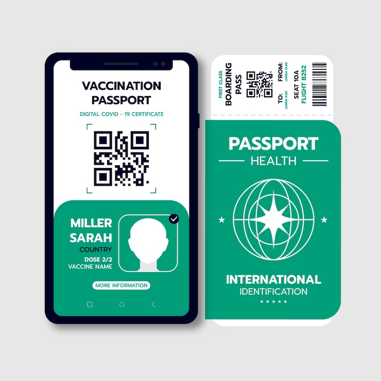 Vetor grátis passaporte de vacinação de design plano