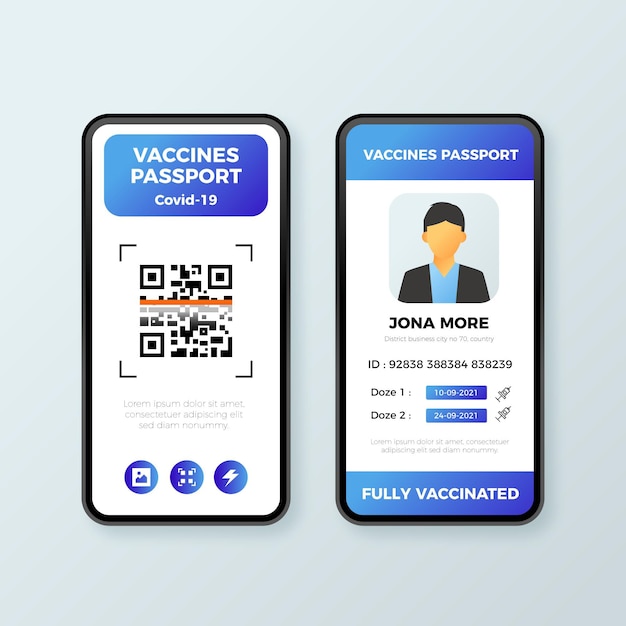 Vetor grátis passaporte de vacinação gradiente