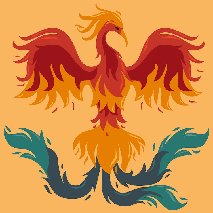 Vetor grátis pássaro de fênix de estilo mão desenhada