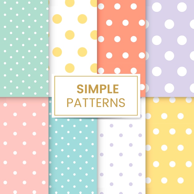 Vetor grátis pastel polka dot padrão sem emenda vector set