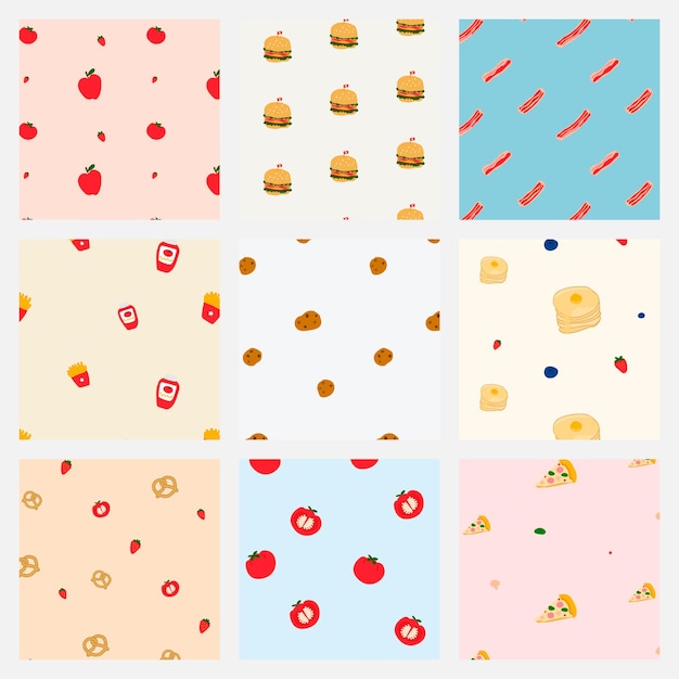 Pastel seamless food pattern background