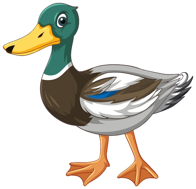 Vetor grátis pato com personagem de desenho animado de cabeça verde