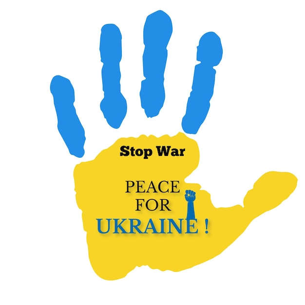 Paz para a ucrânia azul amarelo fundo branco banner de design de mídia social vetor grátis