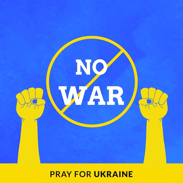 Paz para a ucrânia azul amarelo fundo branco banner de design de mídia social vetor grátis