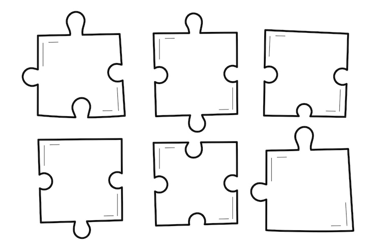 Vetor grátis peças de quebra-cabeça estilo desenhado à mão