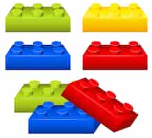 Vetor grátis peças de tijolos de brinquedo em muitas cores