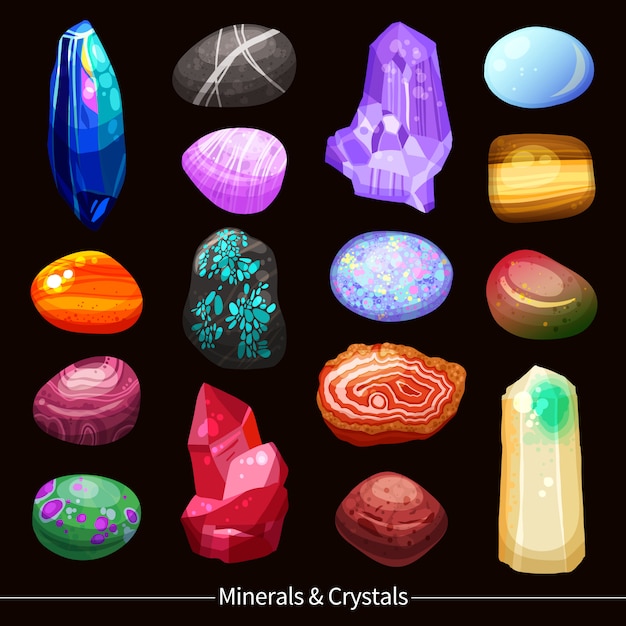 Pedras de cristais e rochas definir plano de fundo
