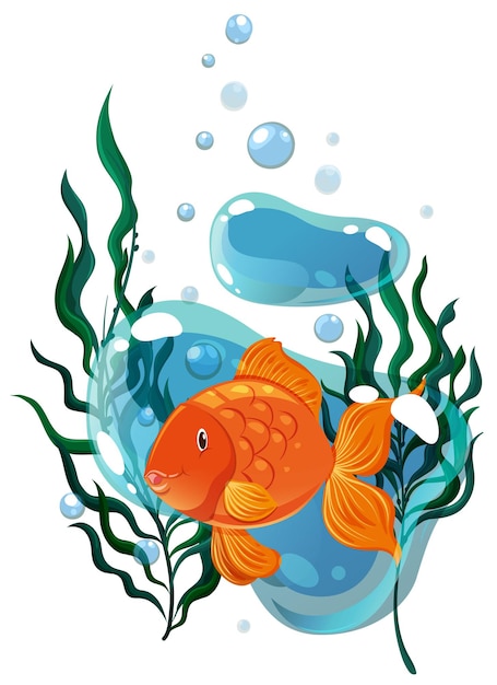 Vetor grátis peixinho dourado nadando embaixo d'água