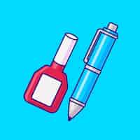 Vetor grátis pena e correcção fluido cartoon icon vector ilustração educação icon objeto icon isolado vector plano