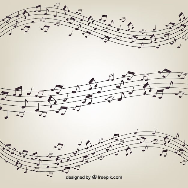 Pentagrama com fundo de notas musicais