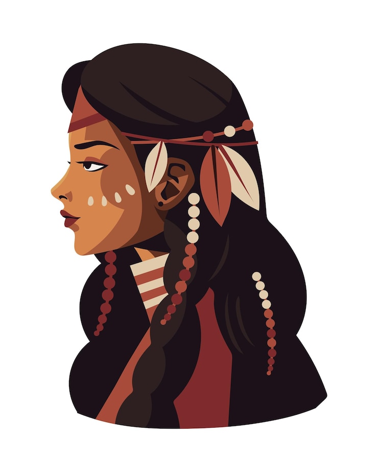 Vetor grátis perfil de menina nativa americana