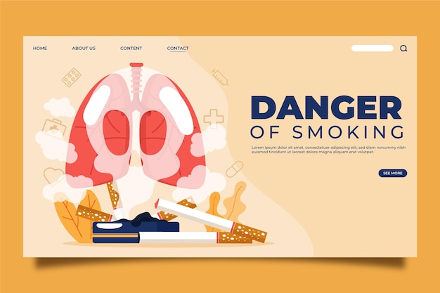 Vetor grátis perigo de fumar - página de destino