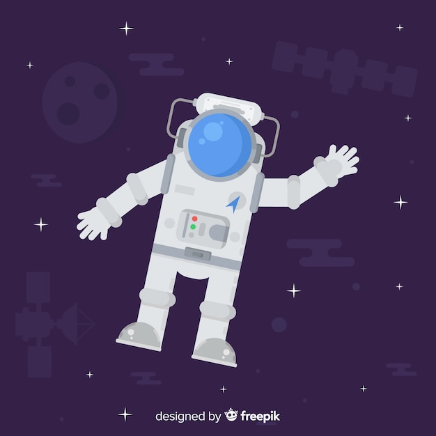 Vetor grátis personagem adorável astronauta com design plano