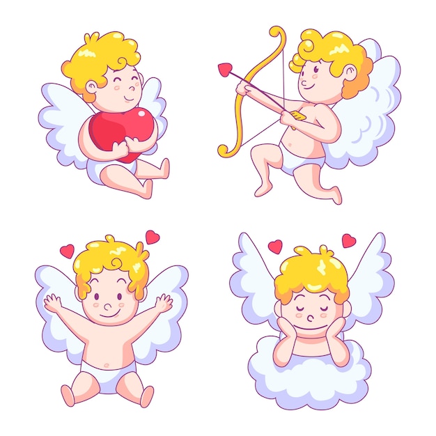 Vetor grátis personagem de anjo bonito cupido com asas