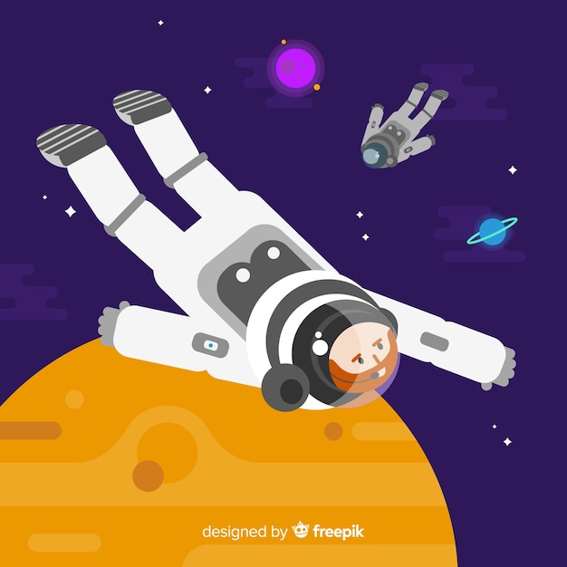 Personagem de astronauta clássica com design plano