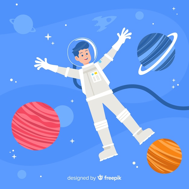 Personagem de astronauta clássica com design plano