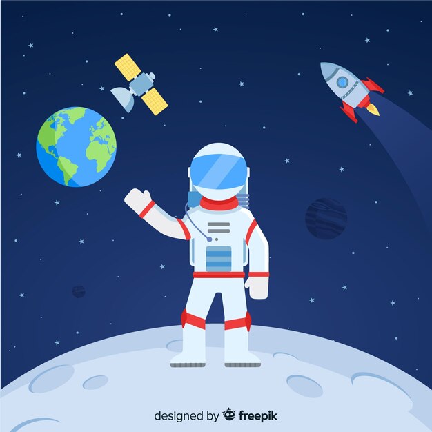 Personagem de astronauta clássica com design plano