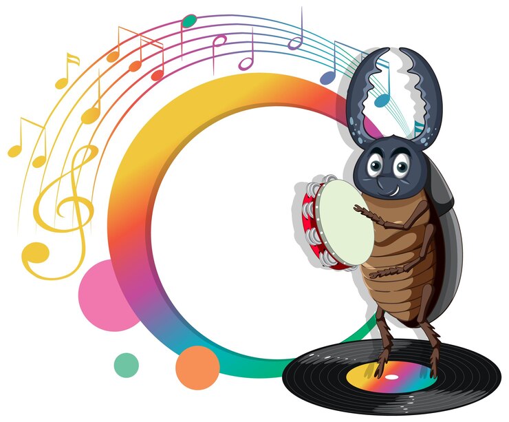 Vetor grátis personagem de banda desenhada do besouro da música