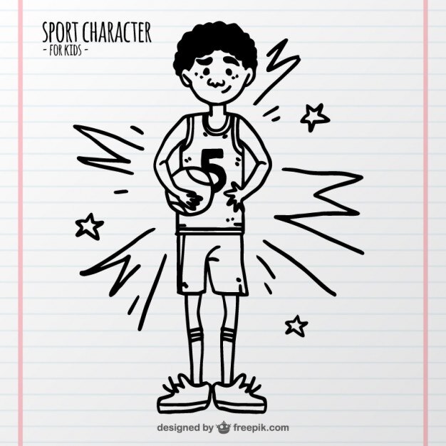 Vetor grátis personagem de basquete desenhada mão