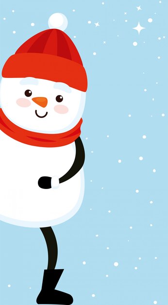 Personagem de boneco de neve bonito feliz Natal