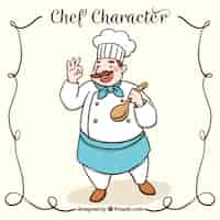 Vetor grátis personagem de chef feliz com colher de pau